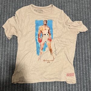 Beige Graphic Tee - Muhammad Ali Design